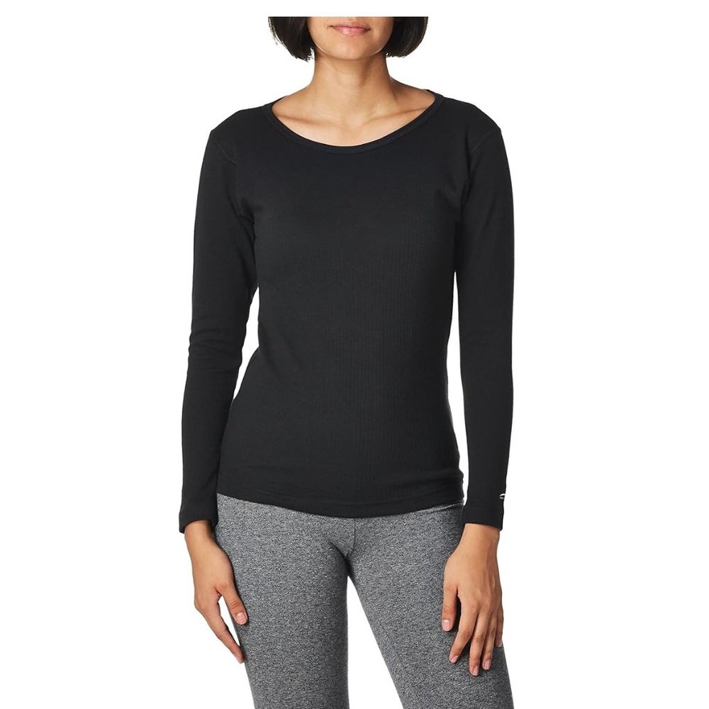NWT Champion Duofold Women Midweight Wicking Thermal Shirt Black XL $30 FLB184